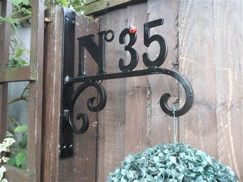 house number signs and metal brackets|Hanging House Number Sign With Bracket .